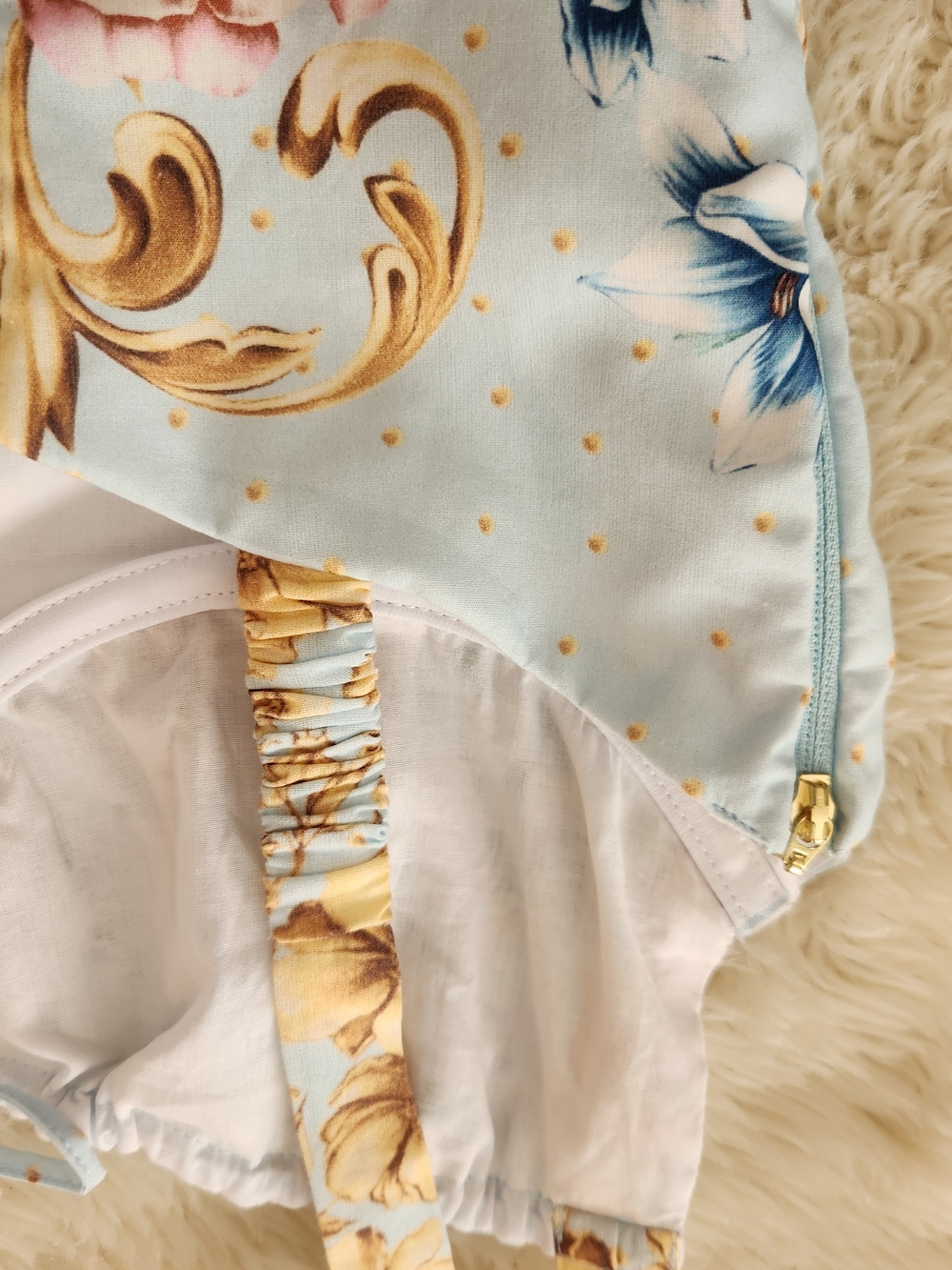 Agua Bendita NWT Floral Lace-Up Light Blue Women's Dress Medium - Picture 6 of 15